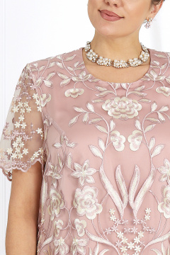 Розовое кружевное платье для торжеств, нарядное, элегантное Ninele 7474 темная пудра - фото 2