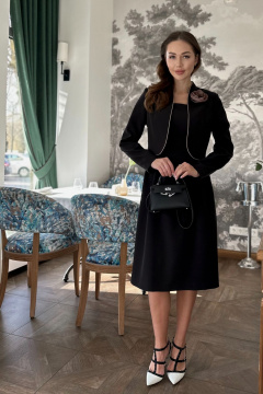 Костюм жакет и платье с съемным цветком из текстиля Urs 24-306-1 - фото 1