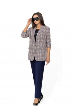 Модный клетчатый костюм с жакетом и брюками Gold Style 2666 клетка_синий - фото 1