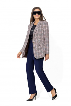 Модный клетчатый костюм с жакетом и брюками Gold Style 2666 клетка_синий - фото 3
