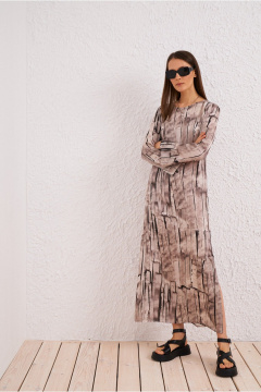 Платье бежевое в стиле на каждый день из текстиля BURVIN 9581-81 - фото 1