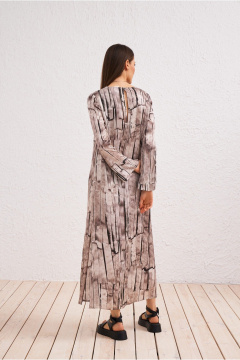 Платье бежевое в стиле на каждый день из текстиля BURVIN 9581-81 - фото 2