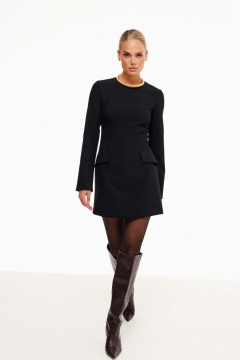 Платье мини приталенного силуэта с длинным рукавом Prestige 5216 черный - фото 3
