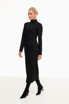 Длинное платье прилегающего силуэта с разрезом Prestige 5219 черный - фото 1