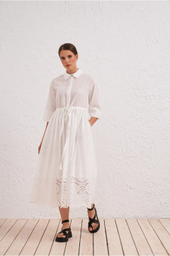 Платье белое в стиле на каждый день из текстиля BURVIN 9600-81 - фото 3