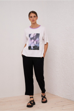 брюки черные свободные на каждый день из текстиля BURVIN 9605-11 - фото 1