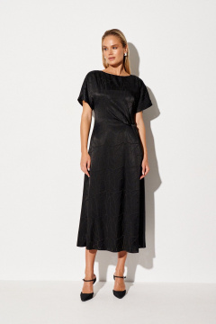Черное прямое платье из текстиля с декоративными деталями Prestige 5344 черный - фото 1