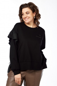 Джемпер свободного силуэта из трикотажа с рюшей и стразами Jurimex 3266 - фото 1