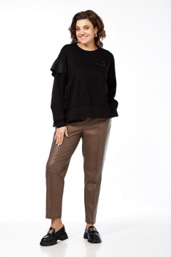 Джемпер свободного силуэта из трикотажа с рюшей и стразами Jurimex 3266 - фото 3