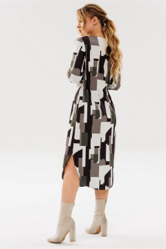 Мультиколор платье с вставками и сборками из трикотажа Faufilure C1689 - фото 3
