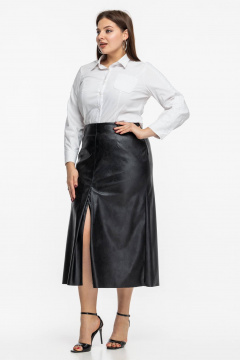 Юбка из экокожи с молнией на подкладке для повседневного образа Avila 0986 черный - фото 3