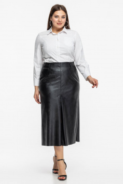 Юбка из экокожи с молнией на подкладке для повседневного образа Avila 0986 черный - фото 2