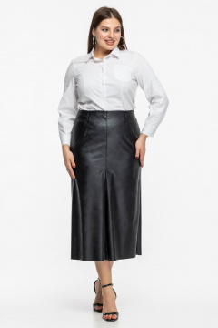 Юбка из экокожи с молнией на подкладке для повседневного образа Avila 0986 черный - фото 1