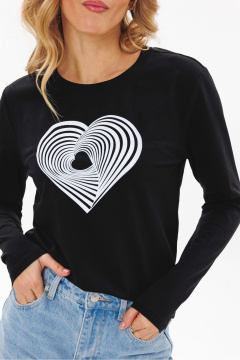 Лонгслив из трикотажа с принтом и черным, белым цветами PRATA wear S026 черный - фото 3