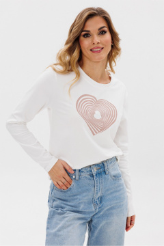 Лонгслив из трикотажа с принтом и белым с розовым цветом PRATA wear S026 розовый - фото 4