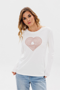 Лонгслив из трикотажа с принтом и белым с розовым цветом PRATA wear S026 розовый - фото 3