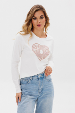 Лонгслив из трикотажа с принтом и белым с розовым цветом PRATA wear S026 розовый - фото 1