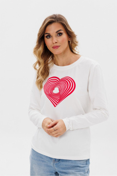 Лонгслив с принтом из трикотажа и хлопка в белых и красных оттенках PRATA wear S026 красный - фото 4