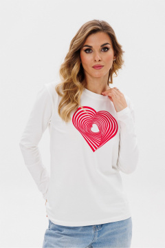 Лонгслив с принтом из трикотажа и хлопка в белых и красных оттенках PRATA wear S026 красный - фото 1