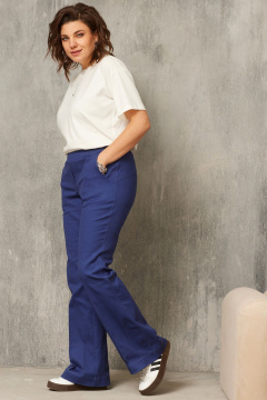Демисезонные джинсы клеш с высокой посадкой и стрелками BegiModa 6060 сапфир - фото 4