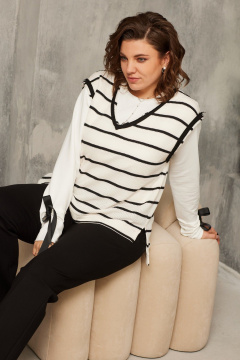 Демисезонный жилет из трикотажа с контрастной отделкой BegiModa 7017 черно-белый - фото 5