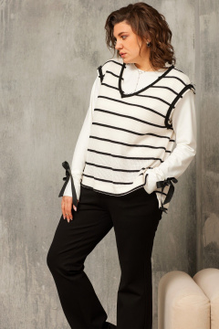 Демисезонный жилет из трикотажа с контрастной отделкой BegiModa 7017 черно-белый - фото 2