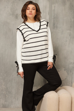 Демисезонный жилет из трикотажа с контрастной отделкой BegiModa 7017 черно-белый - фото 1