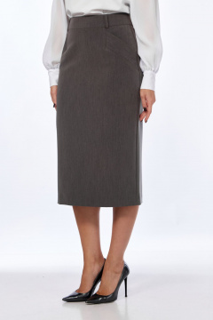 Серая юбка-карандаш из текстиля с карманами и разрезом Lady Line 1570 серый - фото 4