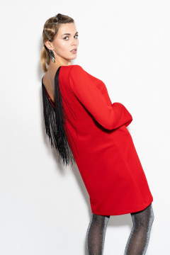 Платье с фигурным вырезом и рюшей на спине Luna 206 красный - фото 1