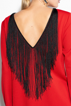 Платье с фигурным вырезом и рюшей на спине Luna 206 красный - фото 4