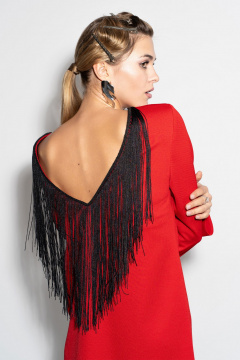 Платье с фигурным вырезом и рюшей на спине Luna 206 красный - фото 3