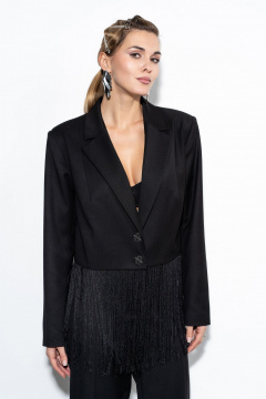 Черный костюм брюки и жакет с высокой посадкой и декором Luna 207 чёрный - фото 3