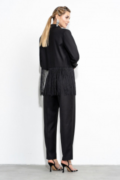 Черный костюм брюки и жакет с высокой посадкой и декором Luna 207 чёрный - фото 2