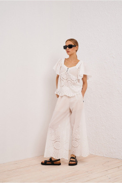 брюки белые прямые на каждый день из текстиля BURVIN 9624-11 - фото 1