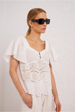 Белая блуза из текстиля для летнего гардероба BURVIN 9624-51 - фото 1