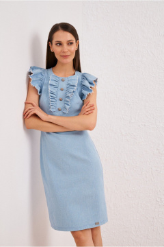 Платье на каждый день из текстиля, голубое BURVIN 9625-81 - фото 1
