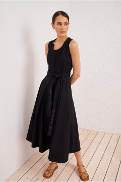 Платье на каждый день из текстиля, черное BURVIN 9626-81 - фото 1