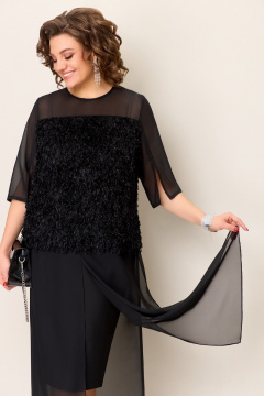 Блуза и юбка нарядные из шифона и трикотажа VOLNA 1391 черный - фото 5