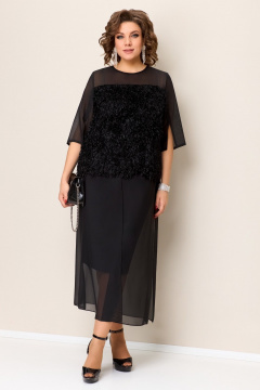 Блуза и юбка нарядные из шифона и трикотажа VOLNA 1391 черный - фото 4