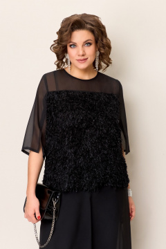 Блуза и юбка нарядные из шифона и трикотажа VOLNA 1391 черный - фото 3