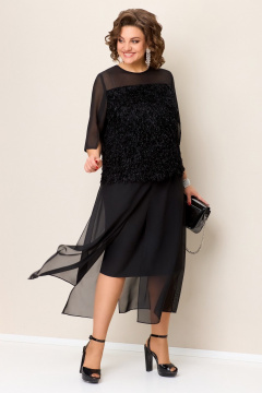 Блуза и юбка нарядные из шифона и трикотажа VOLNA 1391 черный - фото 2