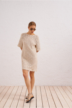 Платье на каждый день из текстиля с хлопком, бежевое BURVIN 9635-81 - фото 2