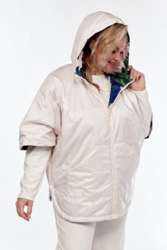 Белое пончо двустороннее с карманами и капюшоном Диомант 2014 белый - фото 5