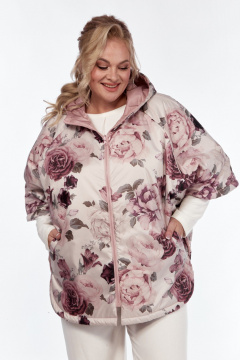 Розовое пончо двустороннее с карманами и капюшоном Диомант 2014 пудра - фото 5