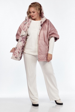 Розовое пончо двустороннее с карманами и капюшоном Диомант 2014 пудра - фото 3