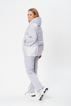 Комплект спорт-шик из костюма с жилеткой и брюками Диомант 2025 серый - фото 5