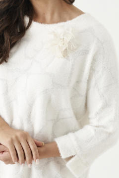 Демисезонный джемпер из трикотажа с коротким рукавом Панда 201140w молочный - фото 2