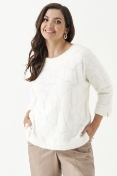 Демисезонный джемпер из трикотажа с коротким рукавом Панда 201140w молочный - фото 3