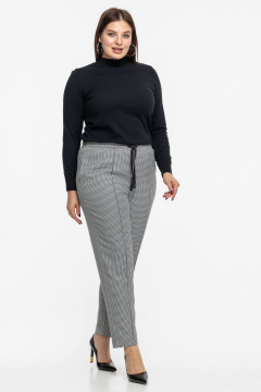 Трендовые брюки на резинке с карманами и длиной 7/8 Avila 0988 черно-белый - фото 3