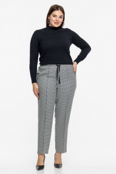 Трендовые брюки на резинке с карманами и длиной 7/8 Avila 0988 черно-белый - фото 2